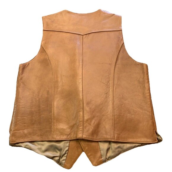 Texas Boot Clothing Vintage Leather Vest Mens Size 40 Tan Cowboy Western Ranch - Picture 3 of 14